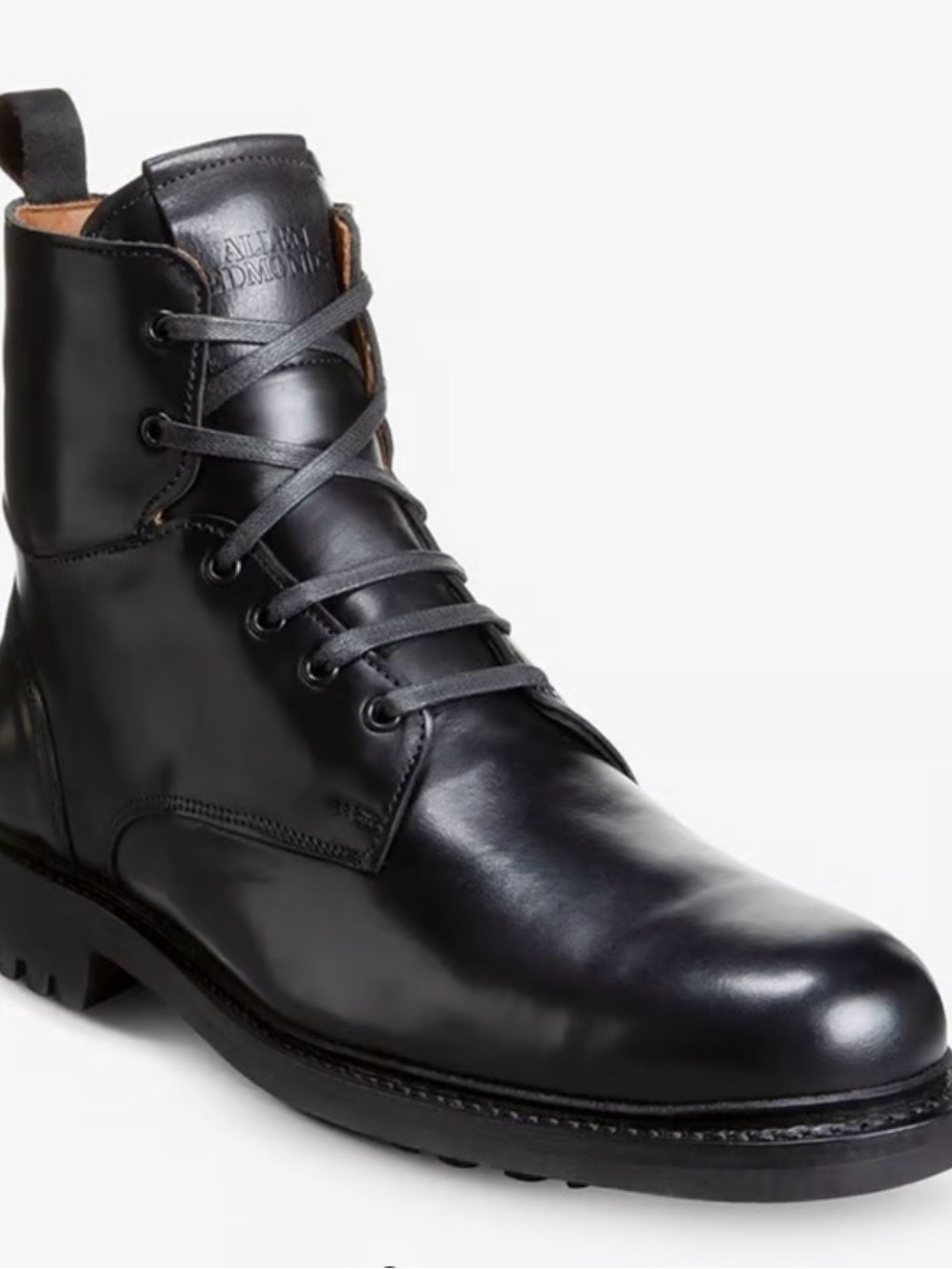 Allen Edmonds Black Leather Lace-Up Combat Boot
